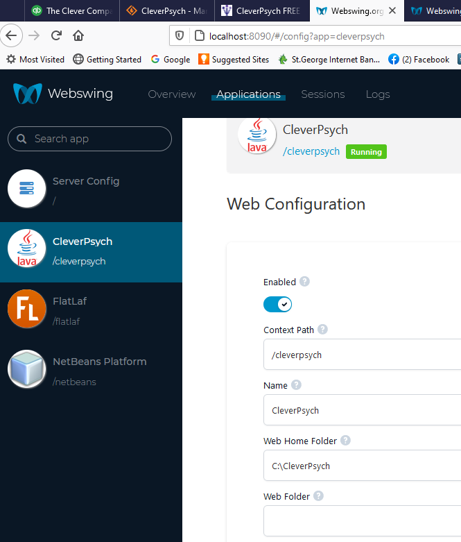 Configure CleverPsych on Webswing
